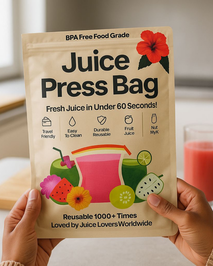 Juice Press Bag – BPA-Free Food Grade Nylon Mesh | Cold-Pressed Juice in 60 Seconds Nut Mylk, Smoothies, Herbal Infusions | Reusable 1000+ Times | Total Body Reset™